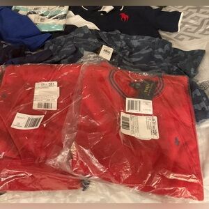 8 Polo shirts and red joggers set 7 short sleeve 1 long sleeve all size 14-16